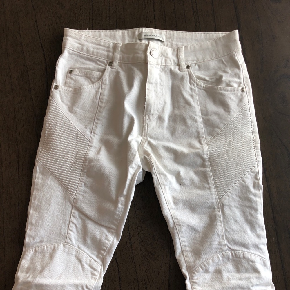 White Balmain Biker Jeans 29